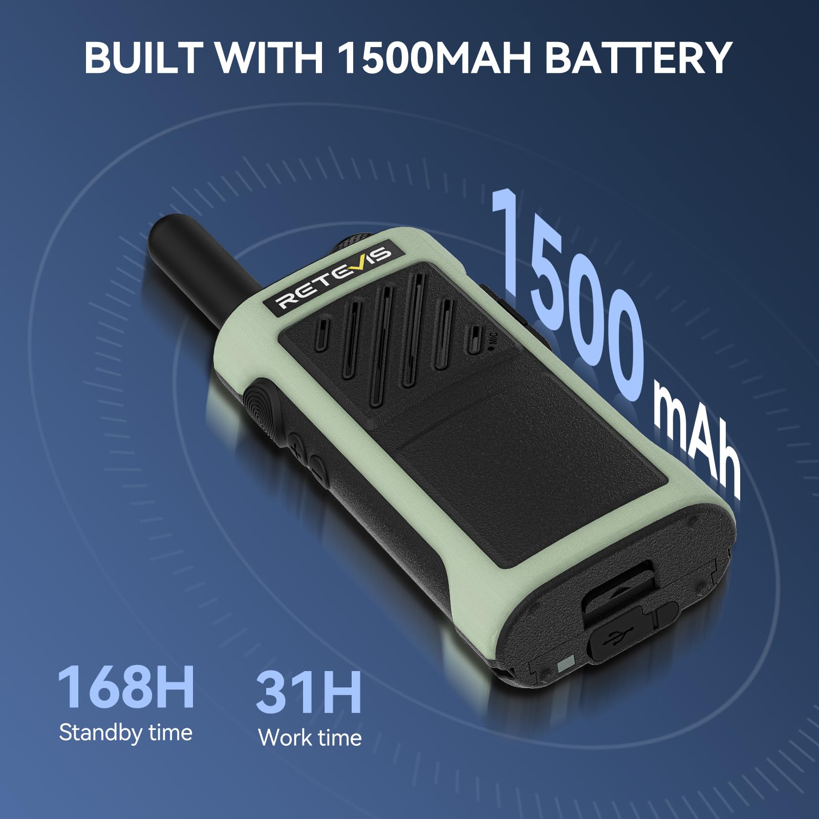 Retevis RB666P Walkie-Talkie Recargable, PMR446 Walkie Talkie Profesional de Carga Rápida, 1500 mAh, Tipo-C, VOX, CTCSS/DCS, Radio Bidireccional Portátil para Escuela, Supermercado (6 Piezas, Negro)