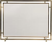 Modern Ember Gatsby Single Panel Mesh Fireplace Screen in Aged Brass - Heat-Resistant Steel, Fits Standard Openings