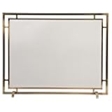 Gatsby Mesh Fireplace Screen in Aged Brass | Single Panel, Heavy-Duty Steel Frame with Powder-Coated Finish | Mesh Screen is Heat & Corrosion Resistant | Fits Standard Fireplaces
