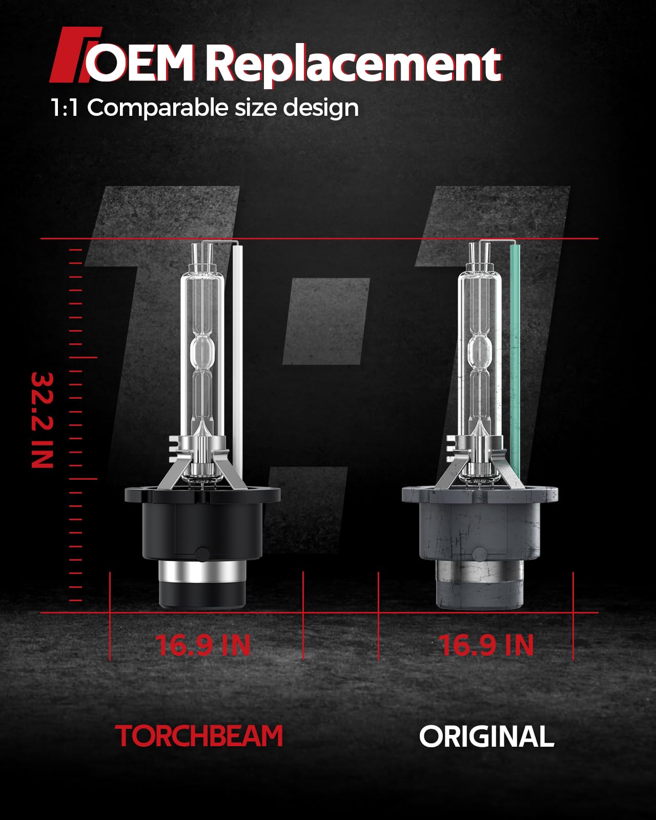 Torchbeam Bombillas de xenón D2S, Blanco Diamante 6000K Lámparas de xenón para Faros Delanteros, Luz Alta Luz Baja Bombillas HID para Faros Delanteros de Repuesto, Paquete de 2