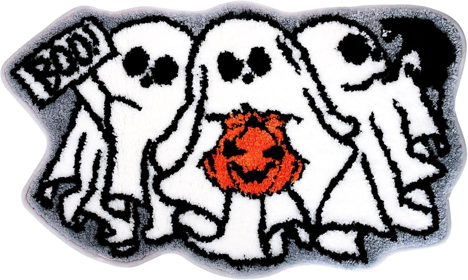Whaline Halloween Bath Rug Ghost Tufted Bath Mat Non Slip Bathroom Shower Rugs Front Door Mat Carpet Floor Rug for Home Kitchen Bedroom Porch Entryway