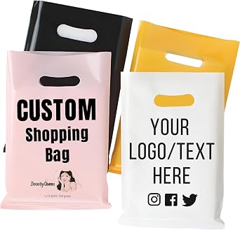Custom Plastic Shopping Bag,Personalized Retail Bag,Customizable Merchandise Bag for Boutique,Shopping,Party Favor