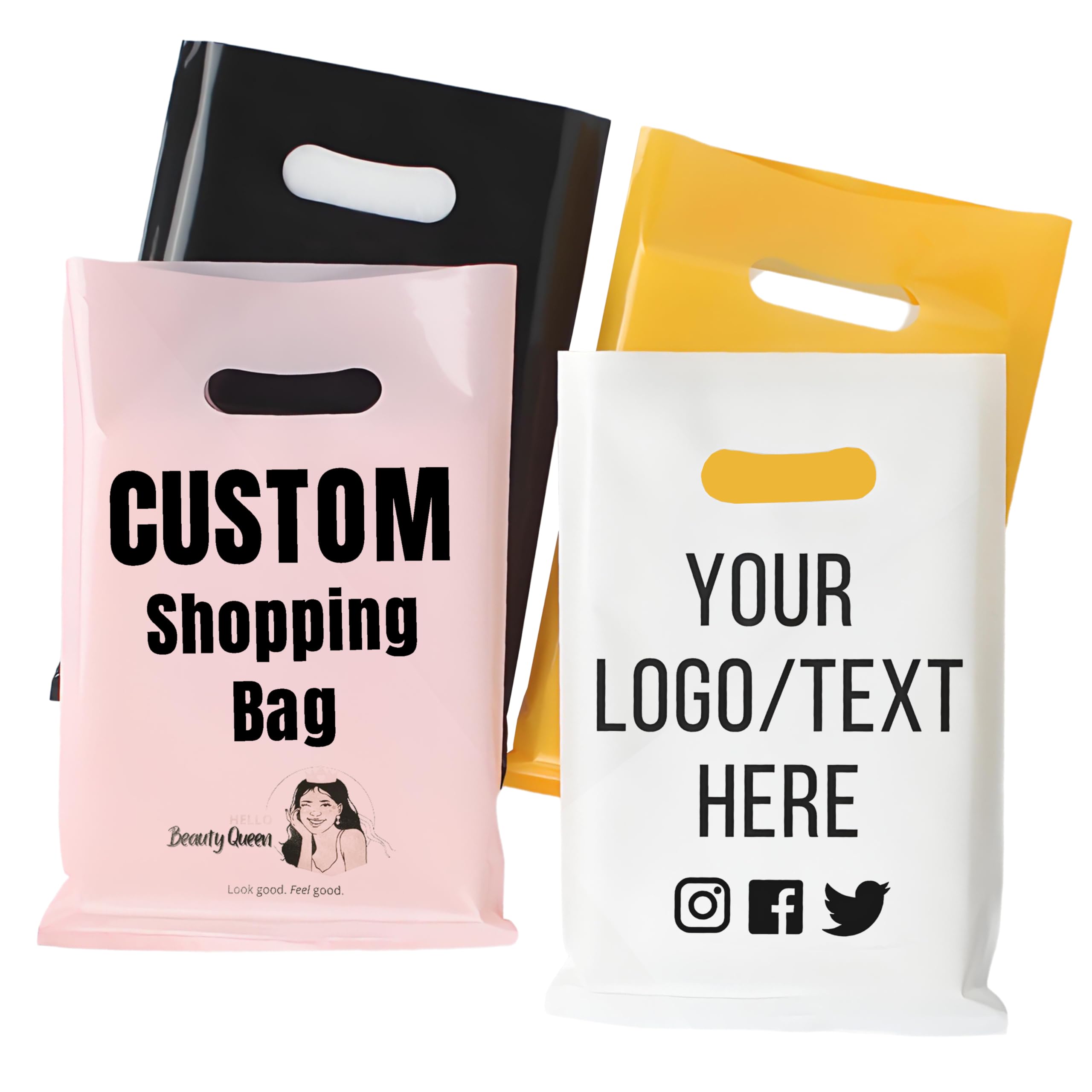 Custom Plastic Shopping Bag,Personalized Retail Bag,Customizable Merchandise Bag for Boutique,Shopping,Party Favor