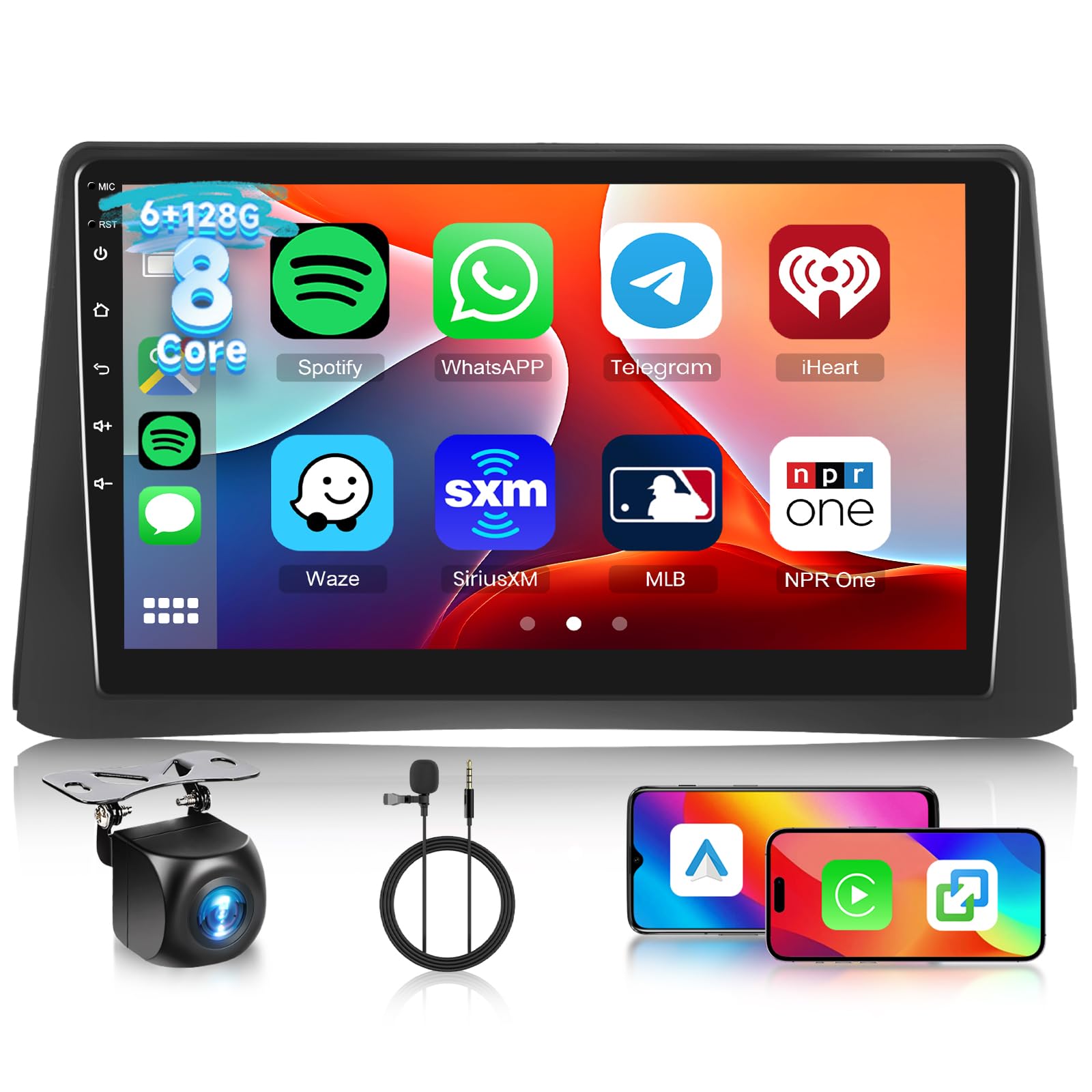 Hodozzy 6G+128G 8-Core Autoradio per Opel Mokka 1 2012-2016/Buick Encore 2013-2015 Android Autoradio Bluetooth GPS, 9 Pollici Touchscreen Radio con CarPlay Android Auto Wireless, WiFi DSP, FM RDS
