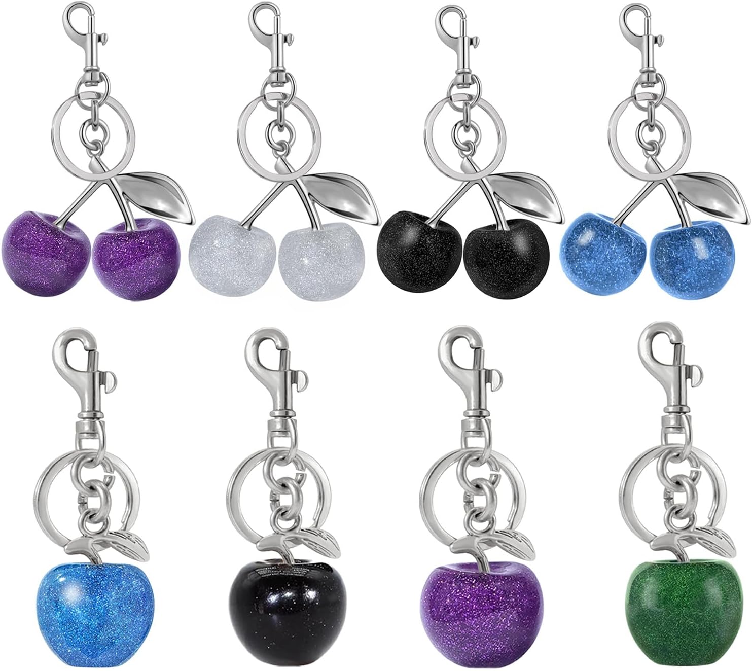 Cute Cherry Keychain Set for Women Gold Silver Fruit Cherries Key Chain Cherry Purse Bag Charm for Handbags Backpack