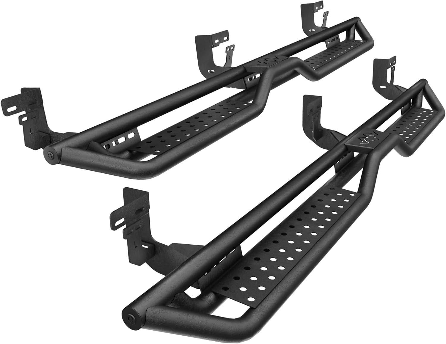 2-Stairs Running Boards Compatible with 2009-2018 Dodge Ram 1500(4 Full-Size Door);2010-2025 2500 3500;2019-2024 Classic Crew Cab, 5" D Side Steps, Heavy-Duty Steel Carbon Steel Nerf Bars