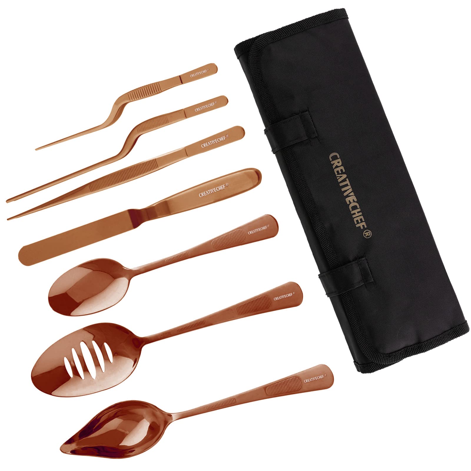 Professional Chef Plating Kit, 7 Piece Culinary Plating Set, Silver, Stainless Steel (7 Piece, Silver) (Bronze)