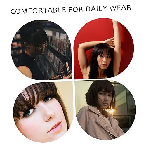 Miniatura 4 de Beavorty 3 piezas de extensiones de cabello humano con clip, pinzas de estilo tupé, flequillo negro, clip en mini clips para cabello marrón,