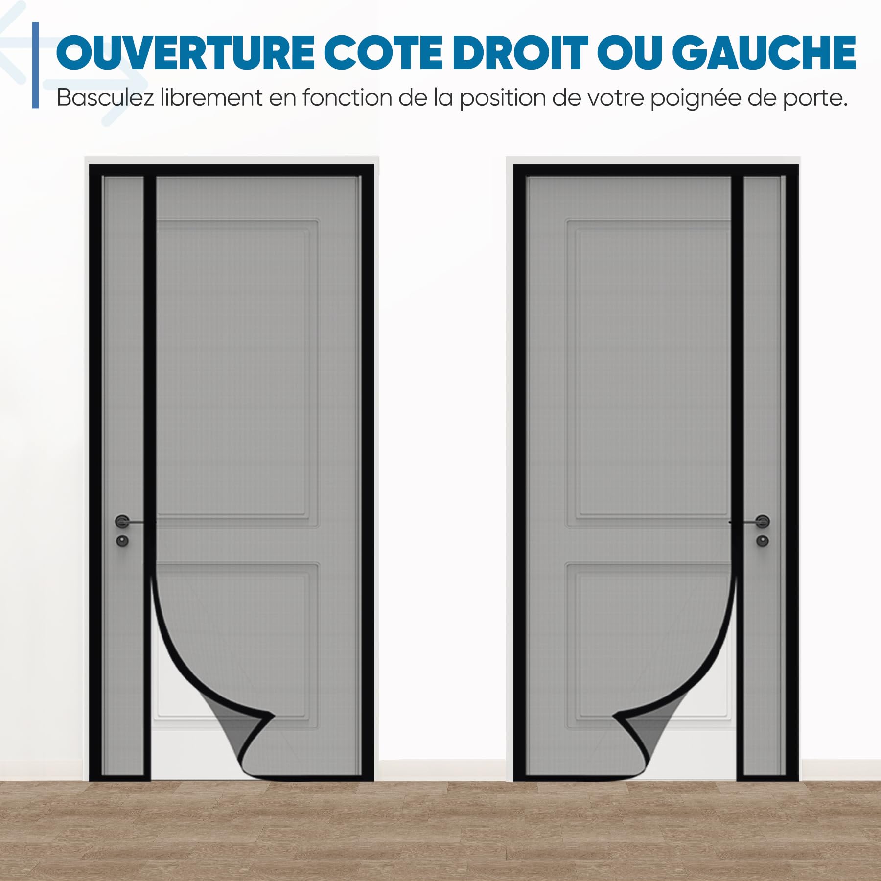 Sekey Moustiquaire Porte Résistant à Griffes de Chat, Moustiquaire Magnétique Ouverture Latérale Rideaux en Fibre de Verre, Balcon Anti Insectes, Installation Facile, 140x230cm