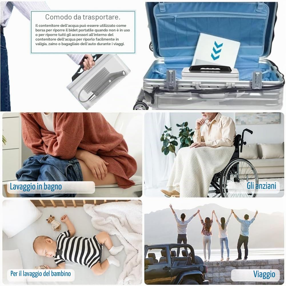Bidet Portatile, Bidet Elettrico 2.3L da Viaggio per WC, Attività All'aperto Campeggio Bottiglia Spray a Mano, Bottiglia Perineale per Donne e Bambini, Cura del Corpo (2.3L B-idet Elettrico)