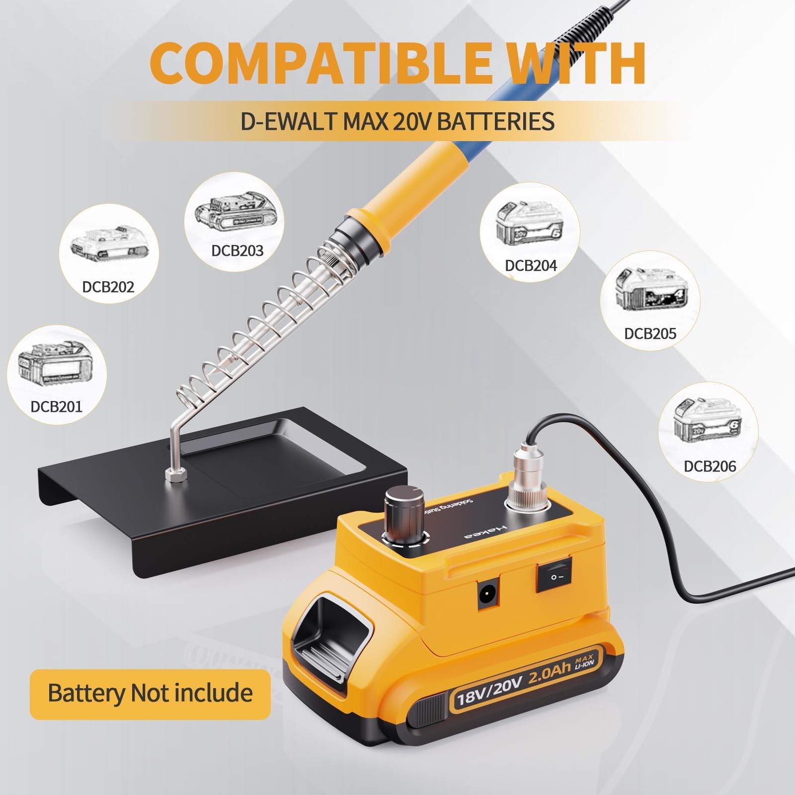 Hakea Cordless Soldering Iron, Soldering Iron Kit for Dewalt 20V Max Battery - Electric Digital LCD Display, Fast Heating Up Soldering Station for DIY, Appliance Repair (Battery Not Included)
