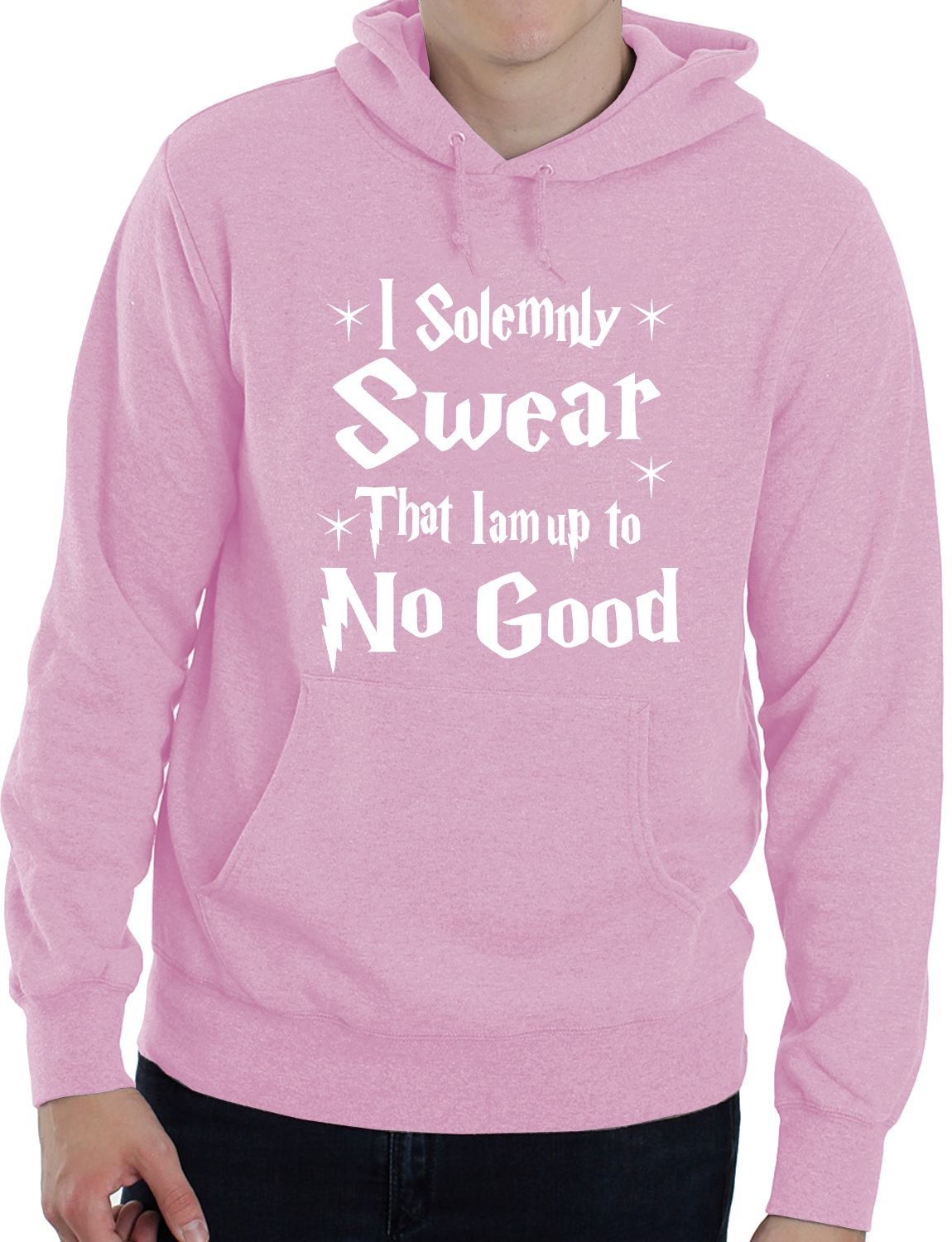 Print4u Unisex Pink I Do Solemnly Swear I Am Up To No Good Funny Hoodie Medium