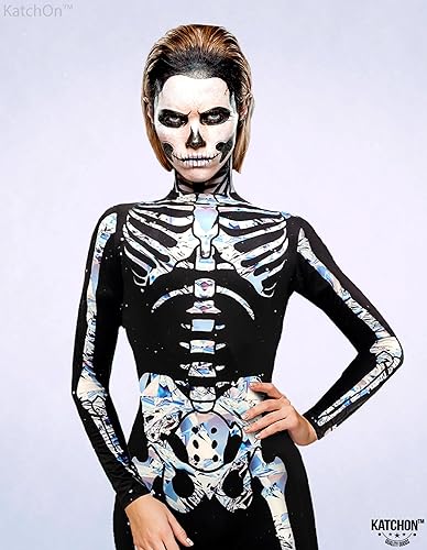 Miniatura 5 de KatchOn Disfraz de esqueleto plateado - Body de esqueleto para mujer para Halloween truco o trato