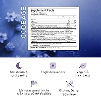 Vista 2 de Codeage Multi Collagen Protein Beauty Night - Melatonina, bisglicinato de magnesio, 5-HTP, L-teanina, flor de lavanda inglesa, caldo de hueso