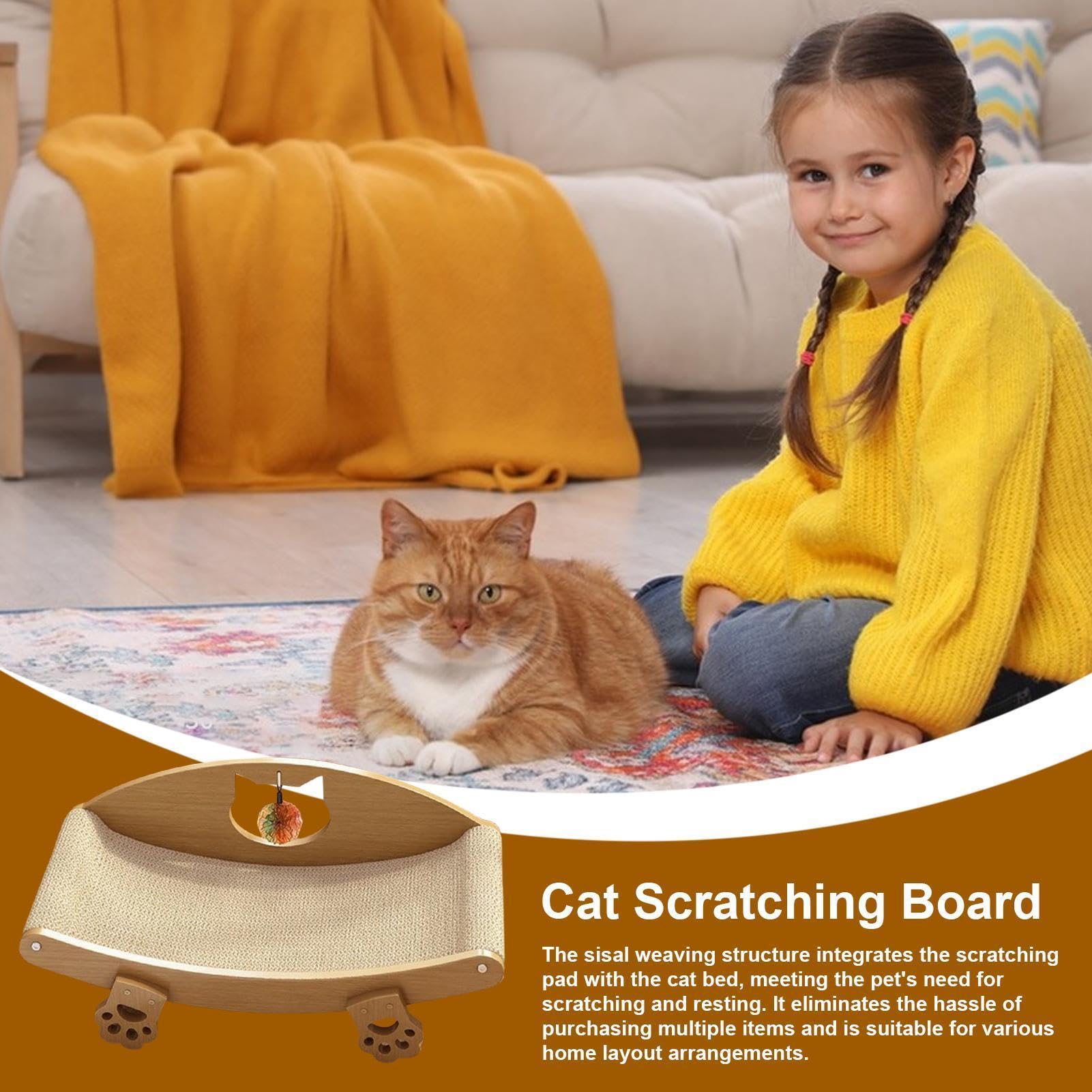 Rascador para Gatos Rascador De Sisal para Sillón Y Protector De Muebles | Tumbona Rascador De Gatos Enriquecimiento Antiaburrimiento para Gatitos y Cachorros Interior, Rascado Sofá Suelo Alfombra