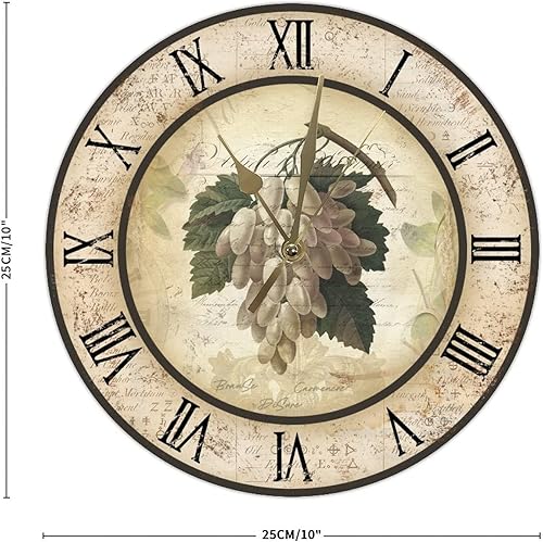 Miniatura 9 de Relojes de pared de madera de vino de uva, relojes antiguos sin marco de 12 pulgadas, silenciosos, sin tictac, funciona con pilas, reloj de pared