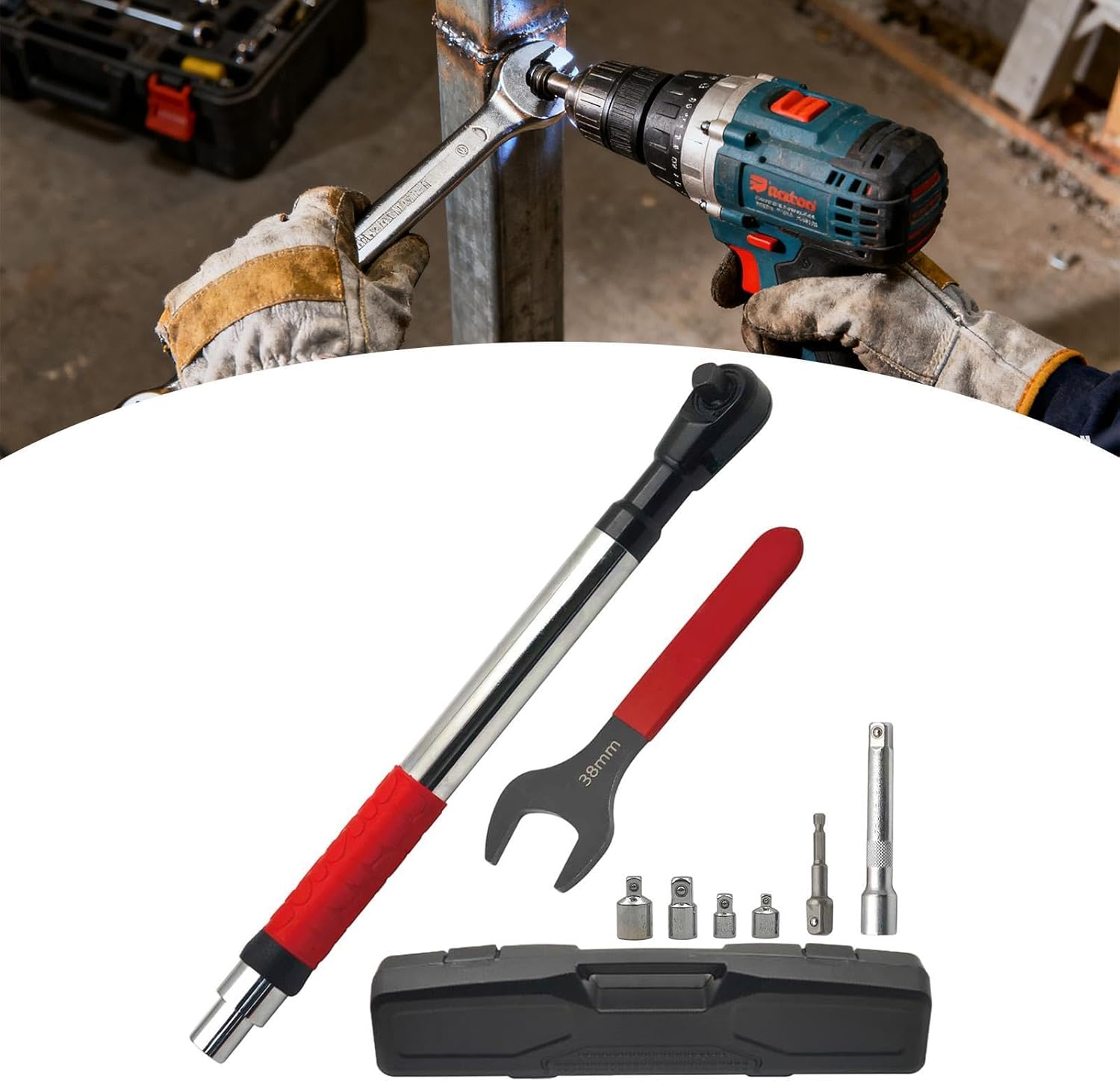 Qialexicon オフセット延長レンチインパクト ドライブアダプター付き ポータブル タイトリーチ延長レンチセット ガレージ 狭