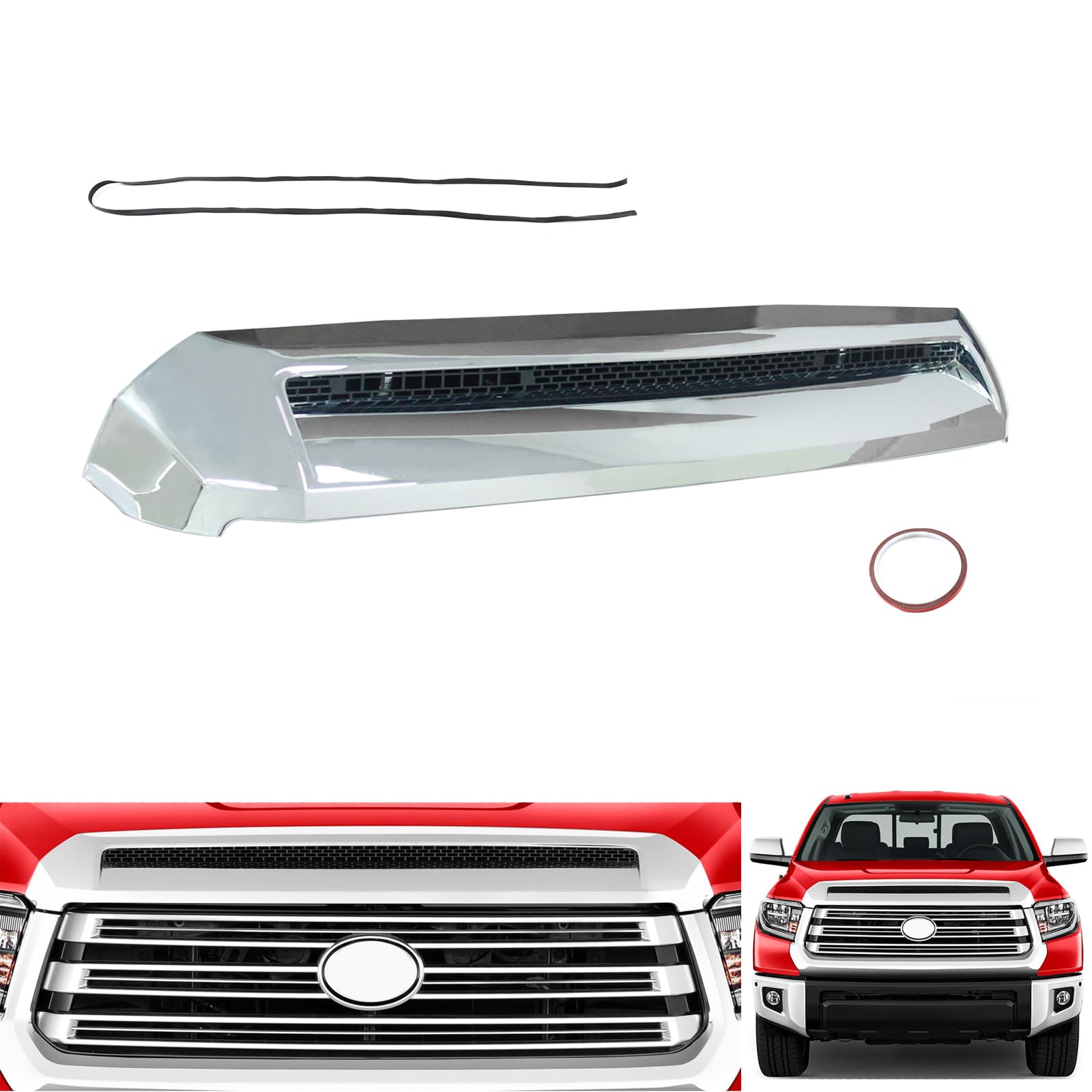 Tundra Hood Bulge -Front Upper Hood Bulge Molding Silver Compatible with 2014-2021 To-yota Tundra