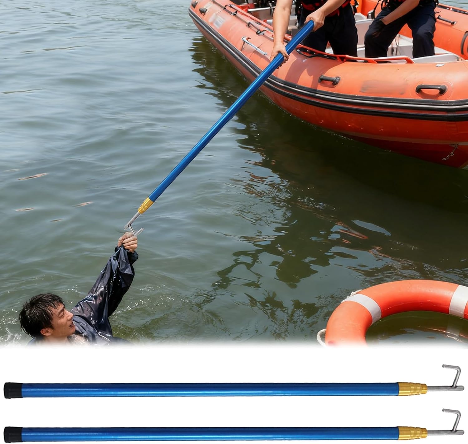 Telescoping Boat Dock Hook, Adjustable Length for Docking, Pushing, and Rescue Operations on Yachts, Ships, and Lifeboats