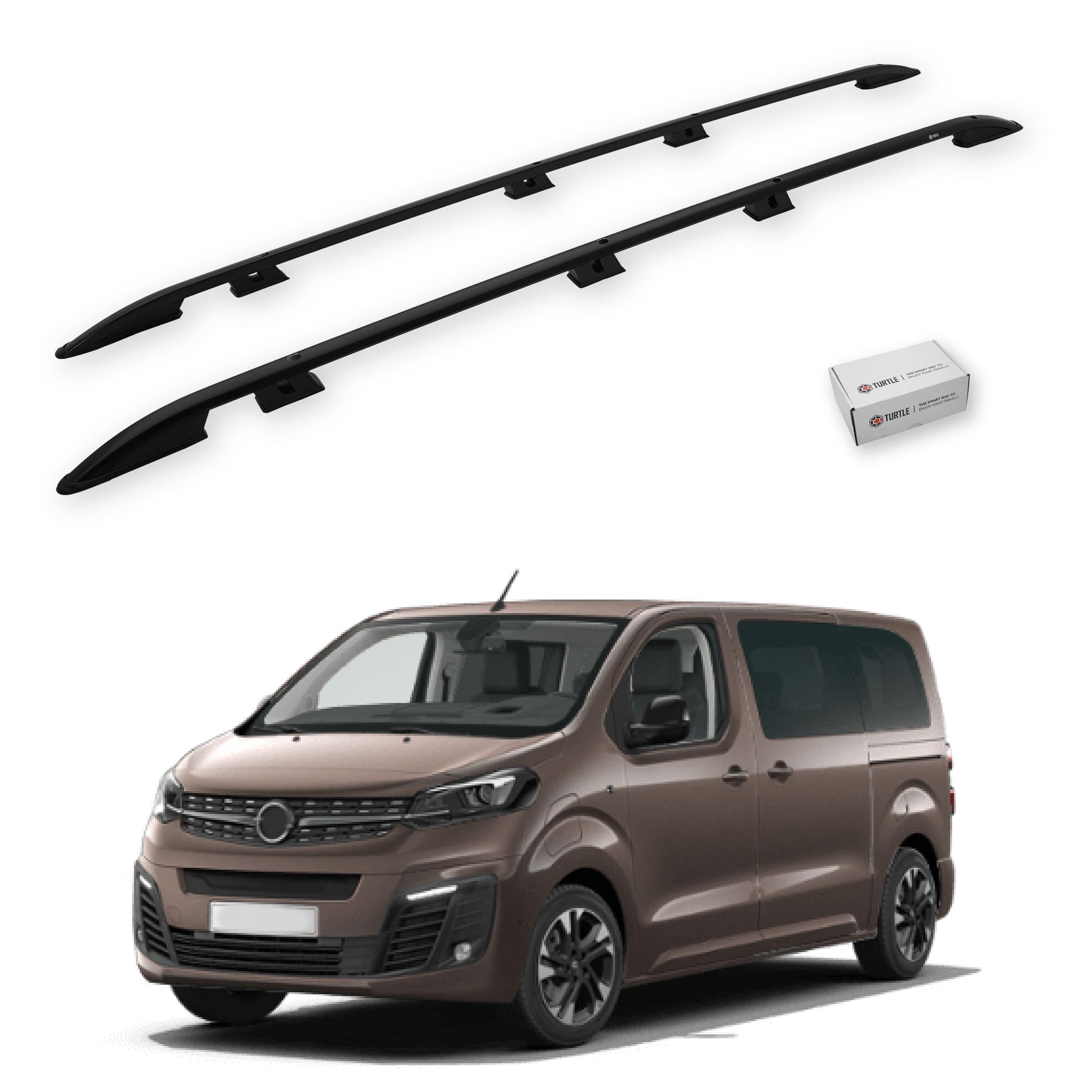TURTLE kompatibel mit Opel Zafira Life (Mk3) 2019-2024 / Langes Version Crown Dachreling | SCHWARZ