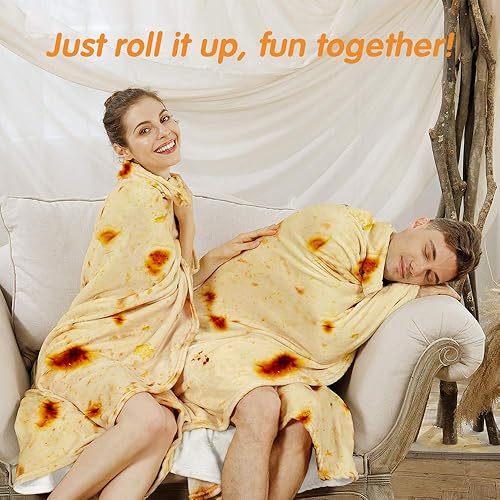 Miniatura 6 de Admitrack - Cobija ligera de tortilla, manta redonda de burrito, cobija redonda graciosa y realista de comida, manta novedosa de burrito para