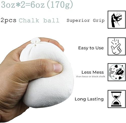 Miniatura 2 de 2 bolsas de tiza de gimnasia para escalada  (6 onzas) de tiza de gimnasio utilizada para levantamiento de pesas, entrenamiento y escalada en roca,