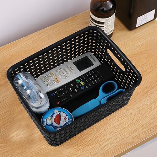 Miniatura 8 de Paquete de 4 cestas de tejido de plástico, cestas de almacenamiento pequeñas