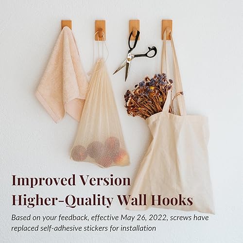 Miniatura 4 de Paquete de 4 ganchos de pared de madera para colgar, ganchos decorativos para colgar abrigos, ganchos para toallas, ganchos de pared para colgar