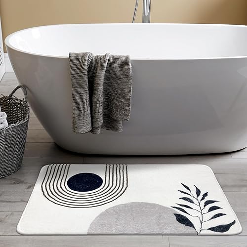 Miniatura 10 de Alfombras de baño bohemias de 20 x 30 pulgadas para decoración de baño, tapete de baño antideslizante, microfibra de felpa absorbente, alfombra