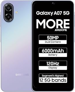 Samsung Galaxy A07 5G Smartphone (Light Violet, 6GB RAM, 128GB Storage) | 120Hz Refresh Rate | Massive 6000mAh Battery | 5...