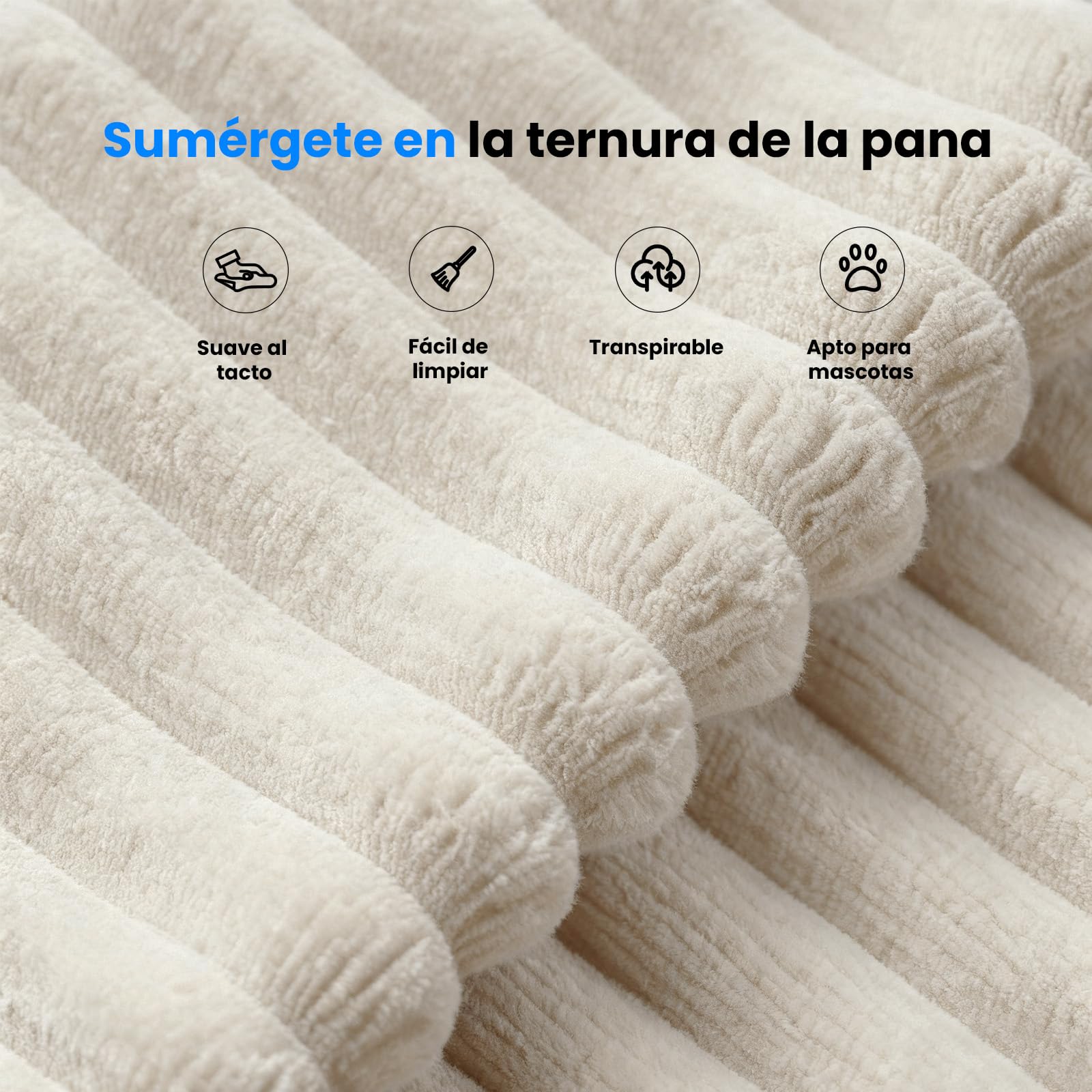 HOMRELEXA Sofá de 276 cm con Respaldo Alto, sofá Cama en Forma de L de Pana, sofá de 3 plazas con otomana Izquierda o Derecha, sofá Relax para salón, Independiente, sin Montaje (Beige)
