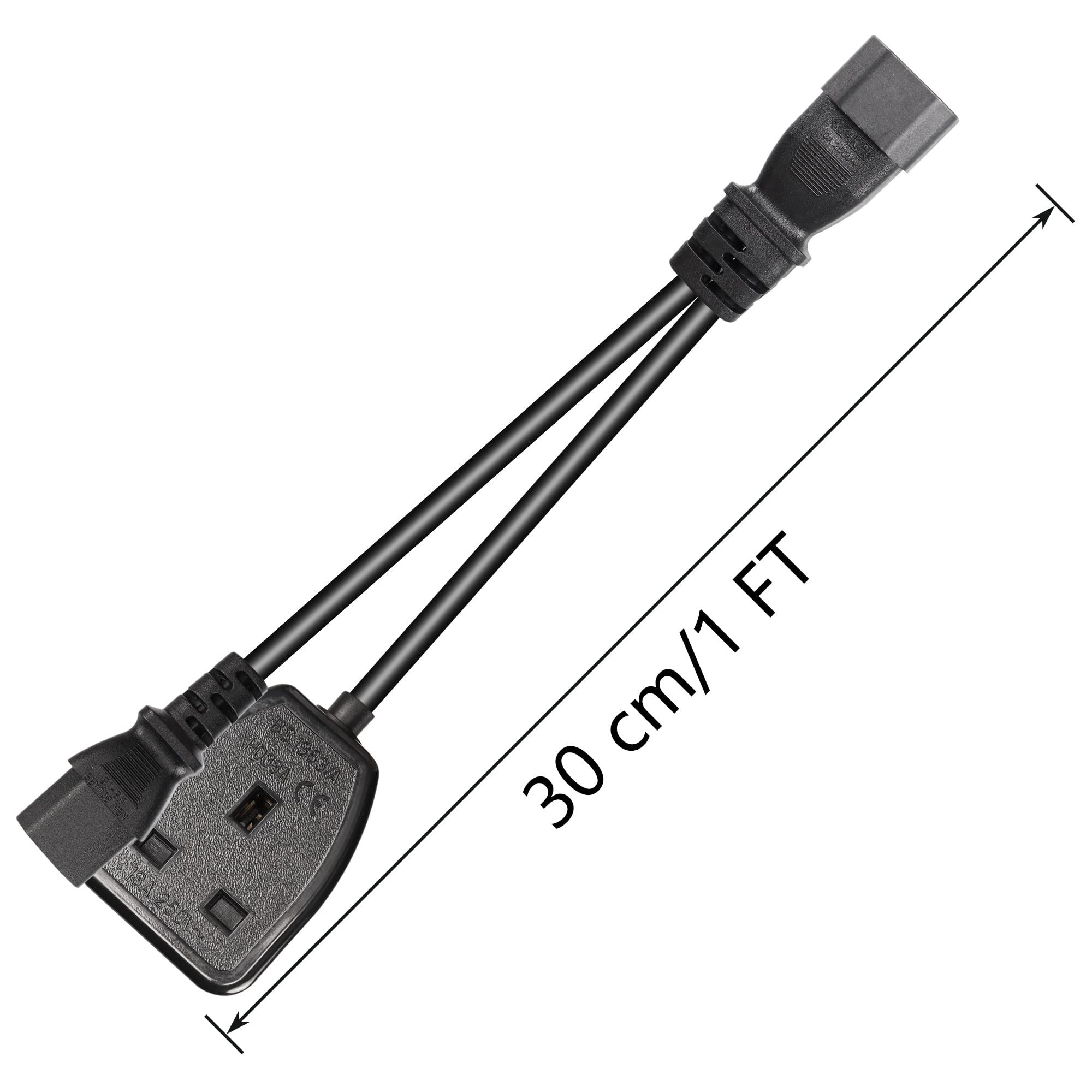 CERRXIAN C14 naar C5 stroomkabel, IEC 320 Mickey Mouse C5 female naar C14 male conversiekabel 18AWG 10A 250V C5 naar C14 AC PDU voeding 0,3 m / 11,8 inch