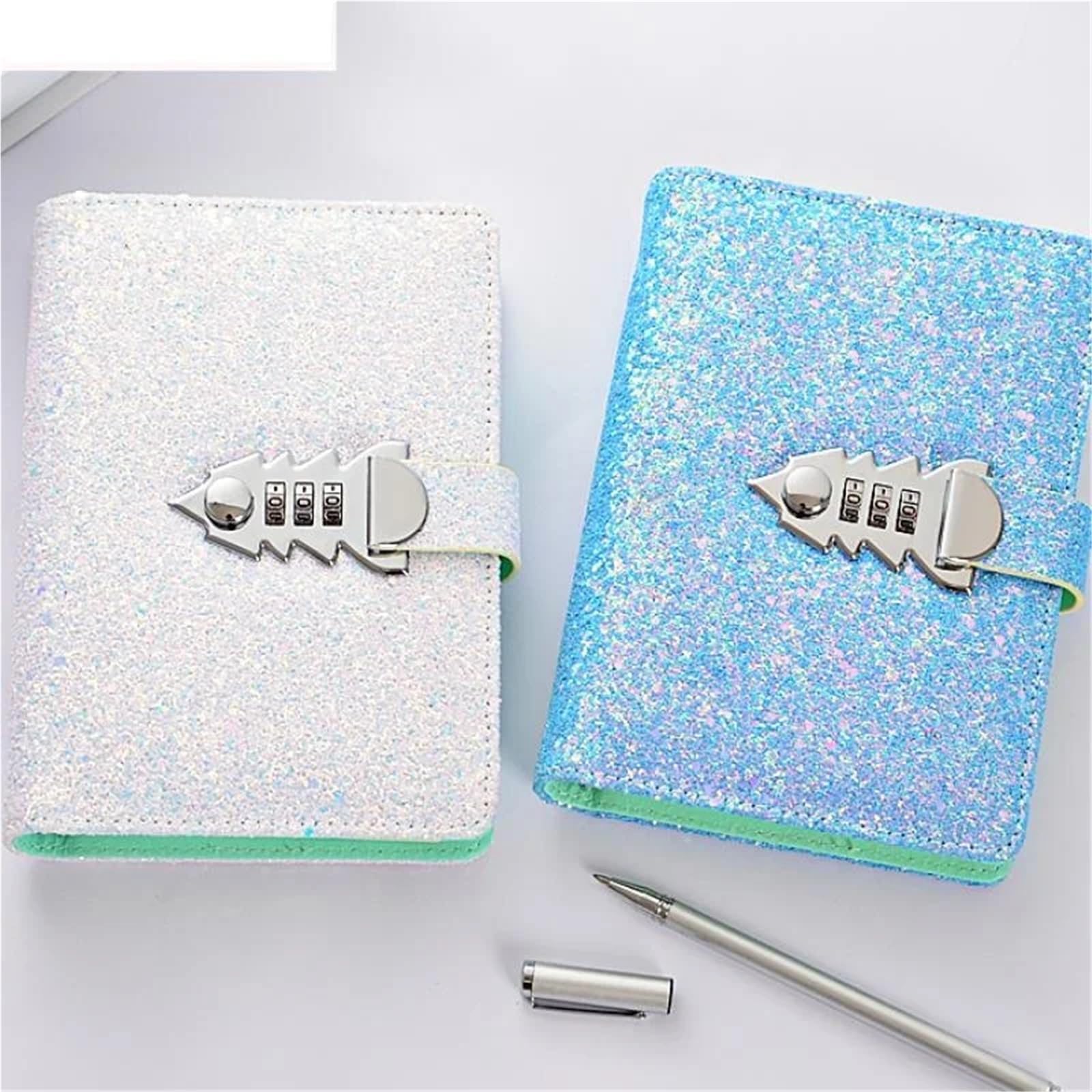 Tagebuch Mit Schloss 185 * 135mm 260 Seiten Pailletten Code Notebook Tagebuch Schloss Dicke Handbuch Büro Schule Schreibwaren Passwort notizblock(Golden)