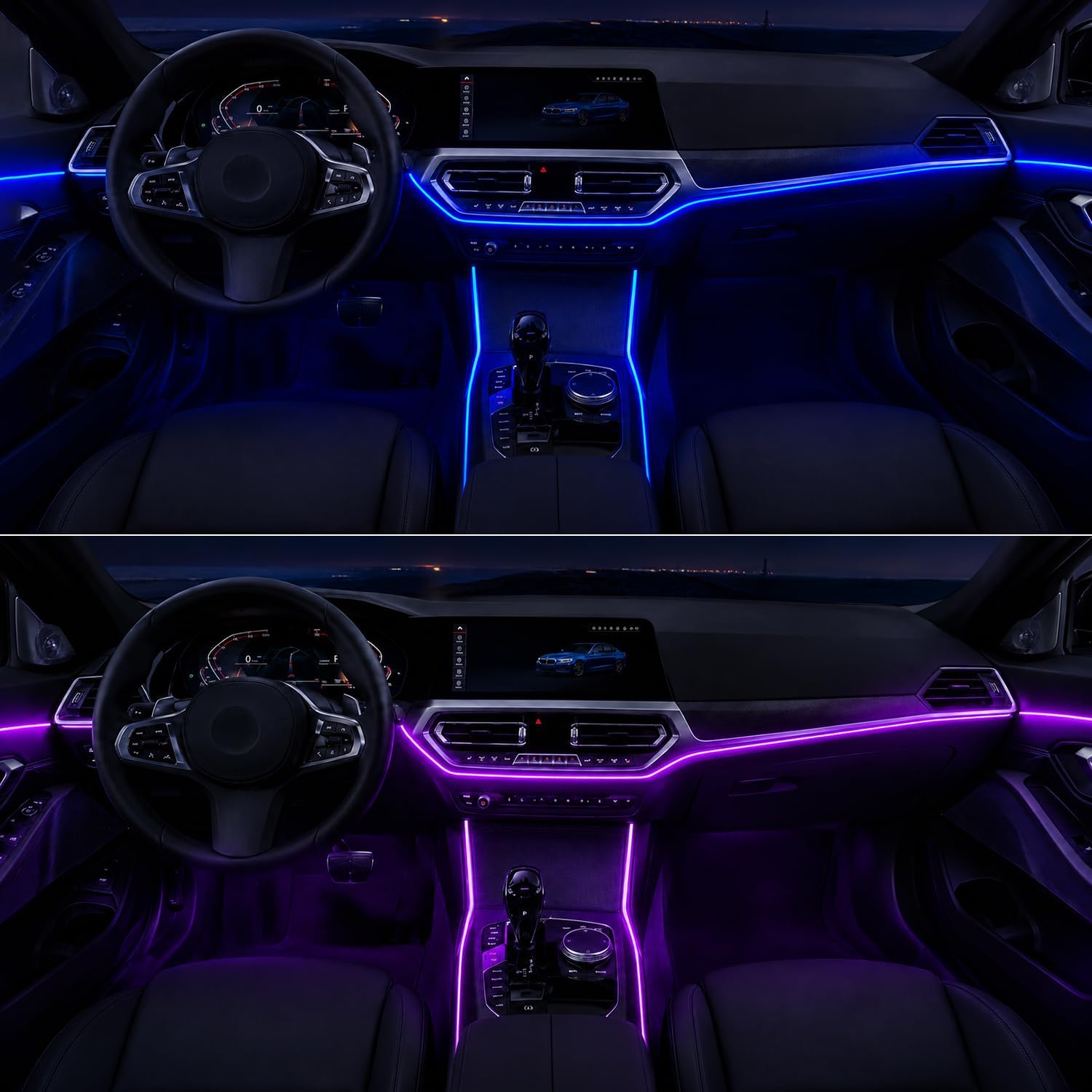 Interior Car LED Strip Lights with APP Control,RGB 5 in 1 Ambient Lighting Kits with 275 inches Fiber Optic,Inside Neon Dash Strip with Music Mode,Car Decorations Interior Accessories