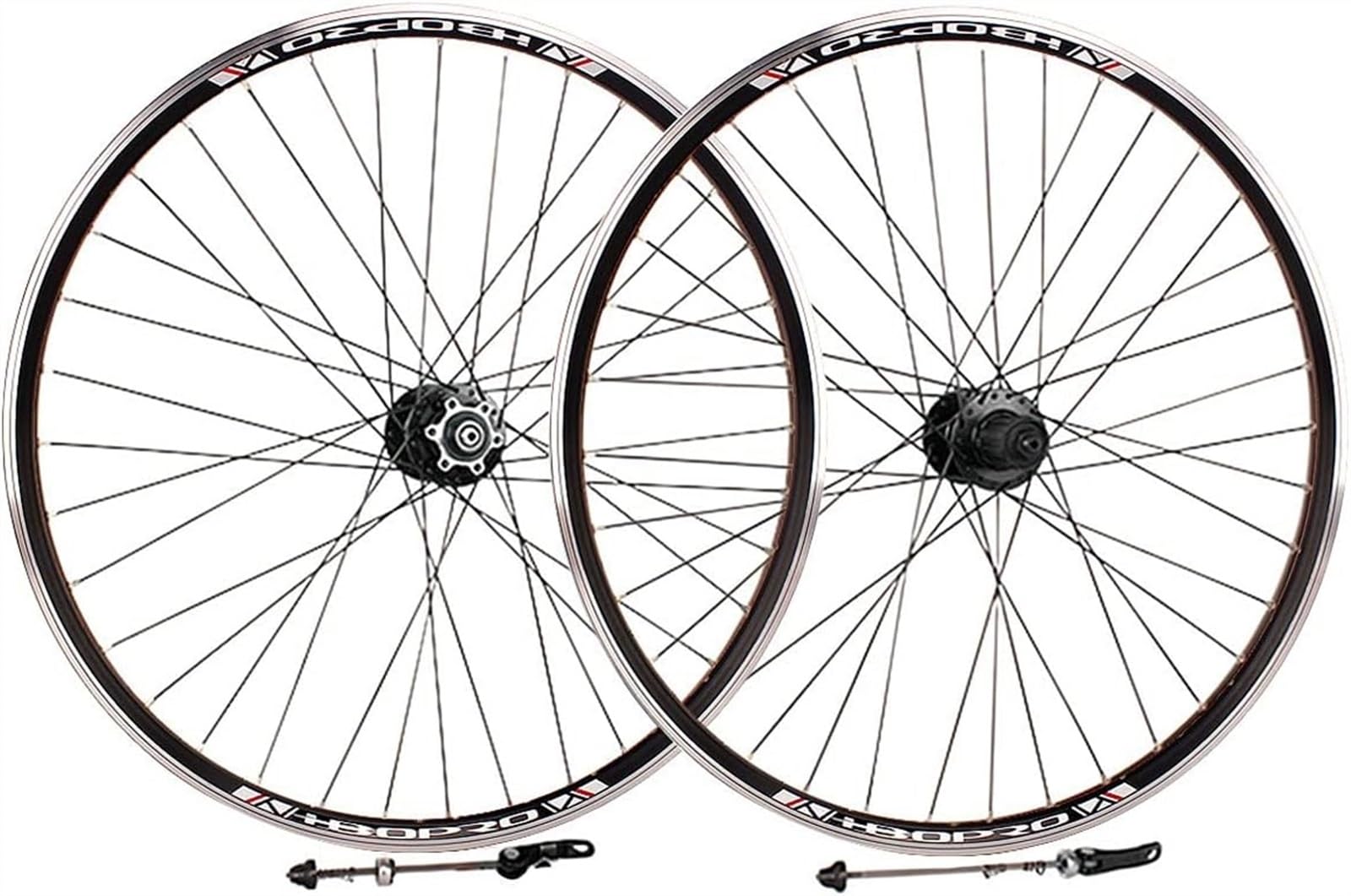 Roues de vélo de montagne ELzEy avec jante noire et axe plein pour frein en V