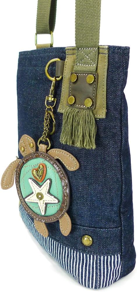 Patch Cross-body Messenger Bag (Denim- Sea Turtle)