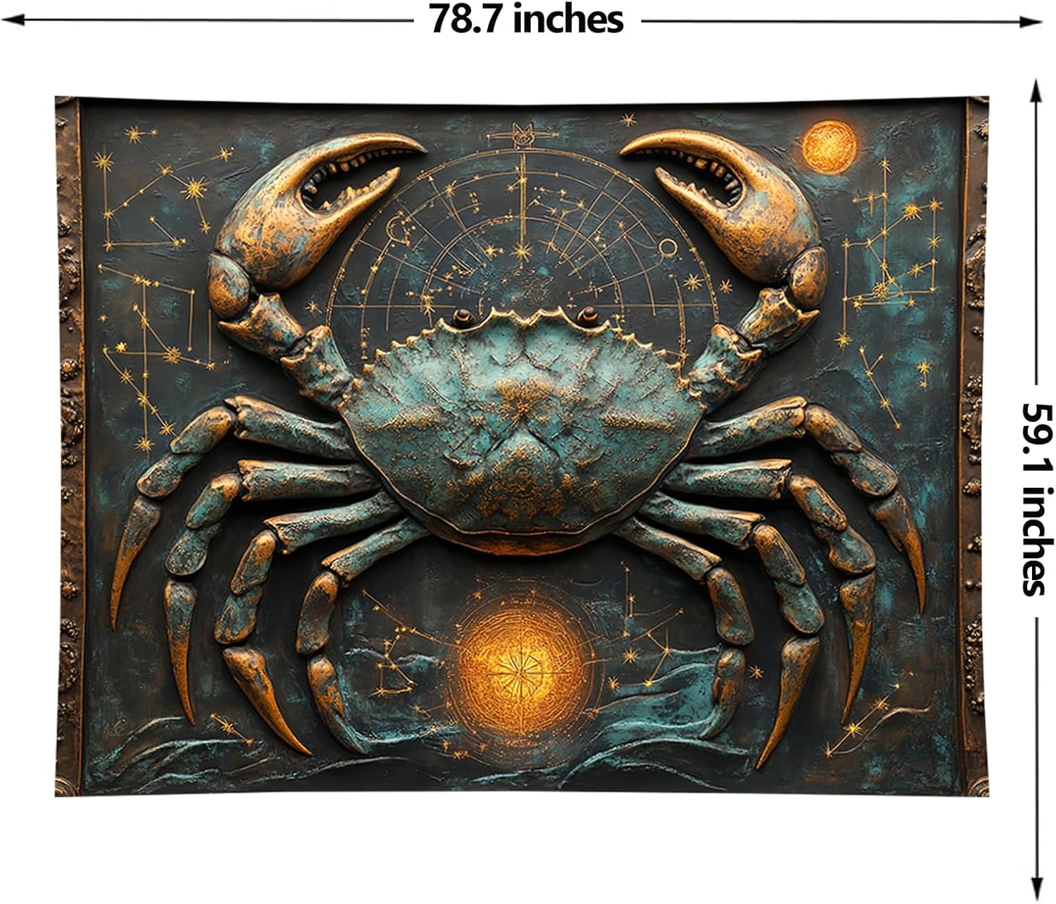 Liuzhouzai Vintage Zodiac Cancer Tapestry Wall Hanging Astrology Home Decoration Aesthetics Suitable for Bedroom Living Room Dormitory Office Wall Decor 80x60 Inches
