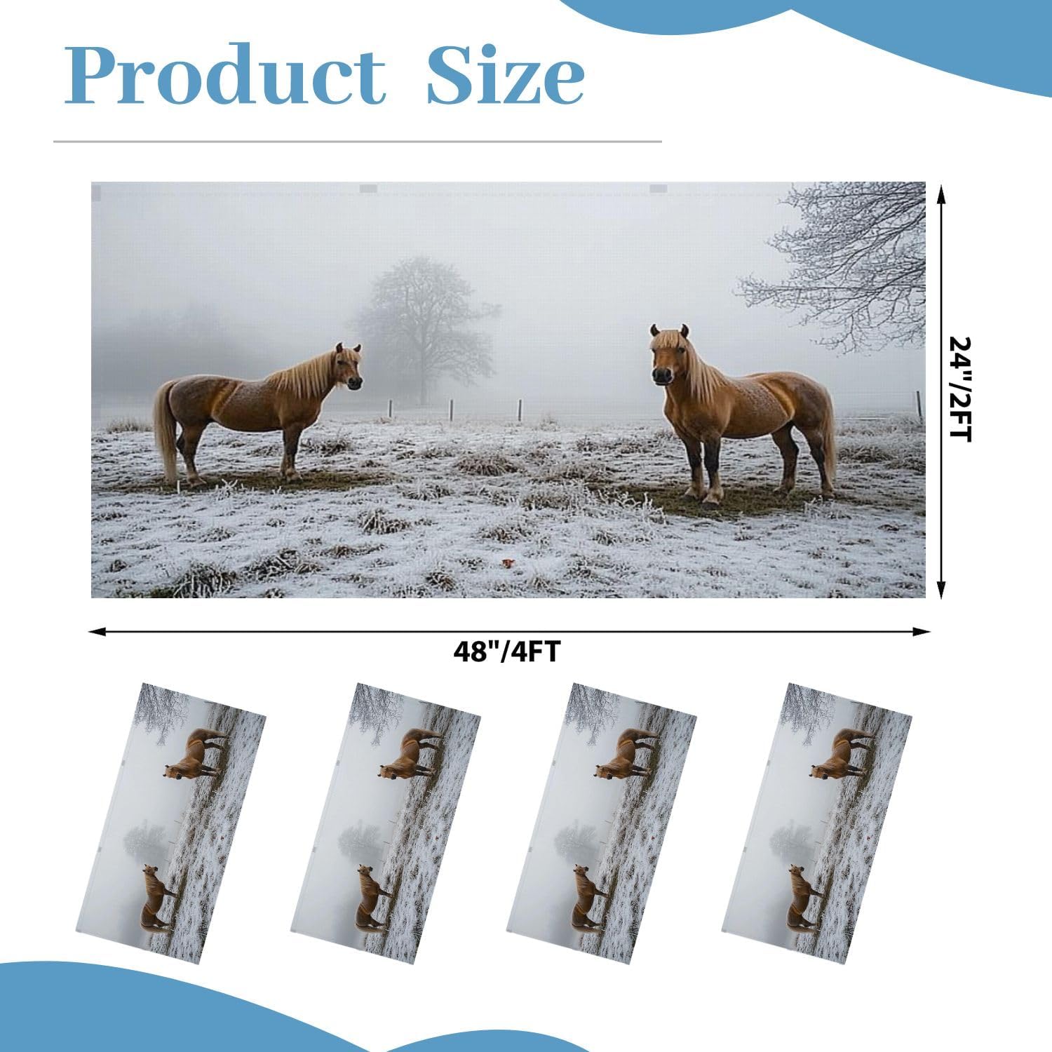 4 Pack Fluorescent Light Covers for Ceiling Lights horses cold winter day Decorative Magnetic Fluorescent Light Covers for Classroom Office Home 2x4 ft