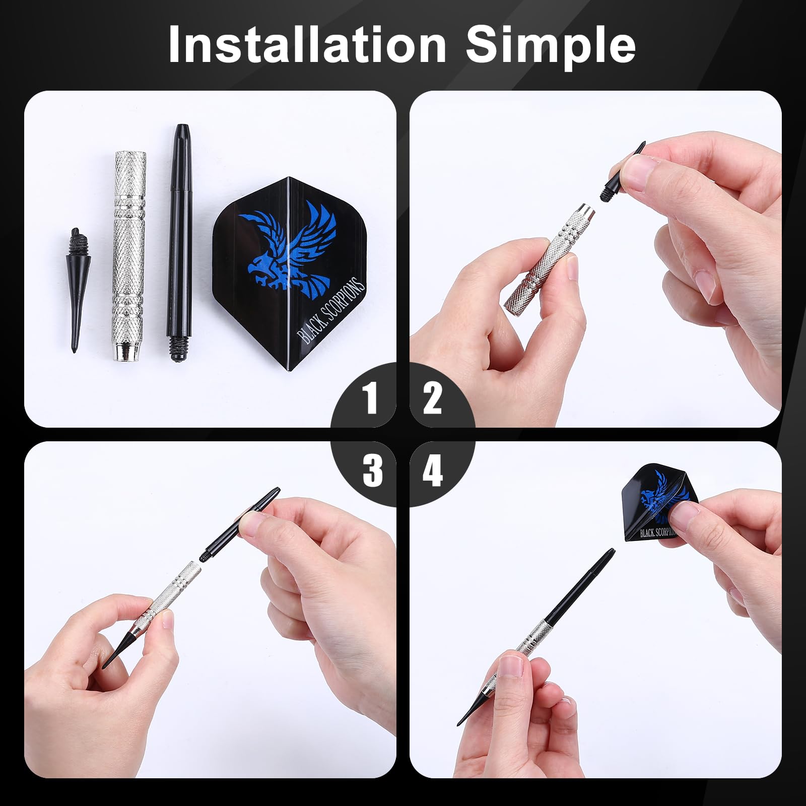 Dartpfeile Mit Kunststoffspitze 12 Stück | Elektronische Darts Set | Mit 50 Spitzen Und Blättern