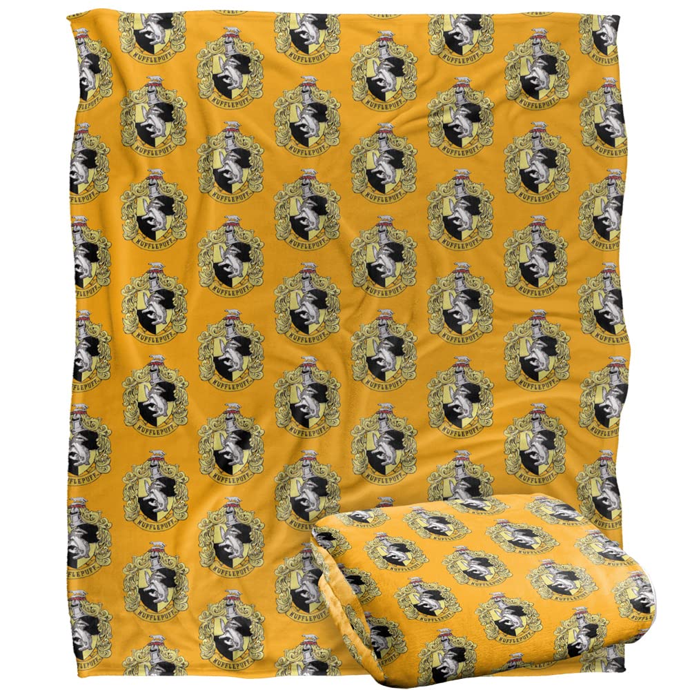 HARRY POTTER Hufflepuff Crest 2 Officially Licensed Silky Touch Super Soft Throw Blanket 152 x 127 cm