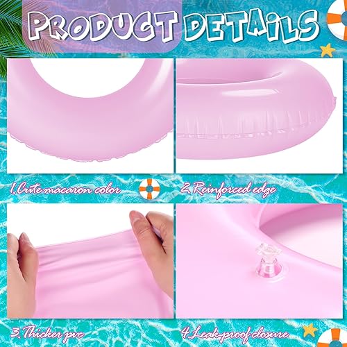 Miniatura 3 de ShinyRelief 4 flotadores inflables de piscina de 33 pulgadas, anillos de natación para adultos, tubo interior de natación, balsa, flotador, juguetes