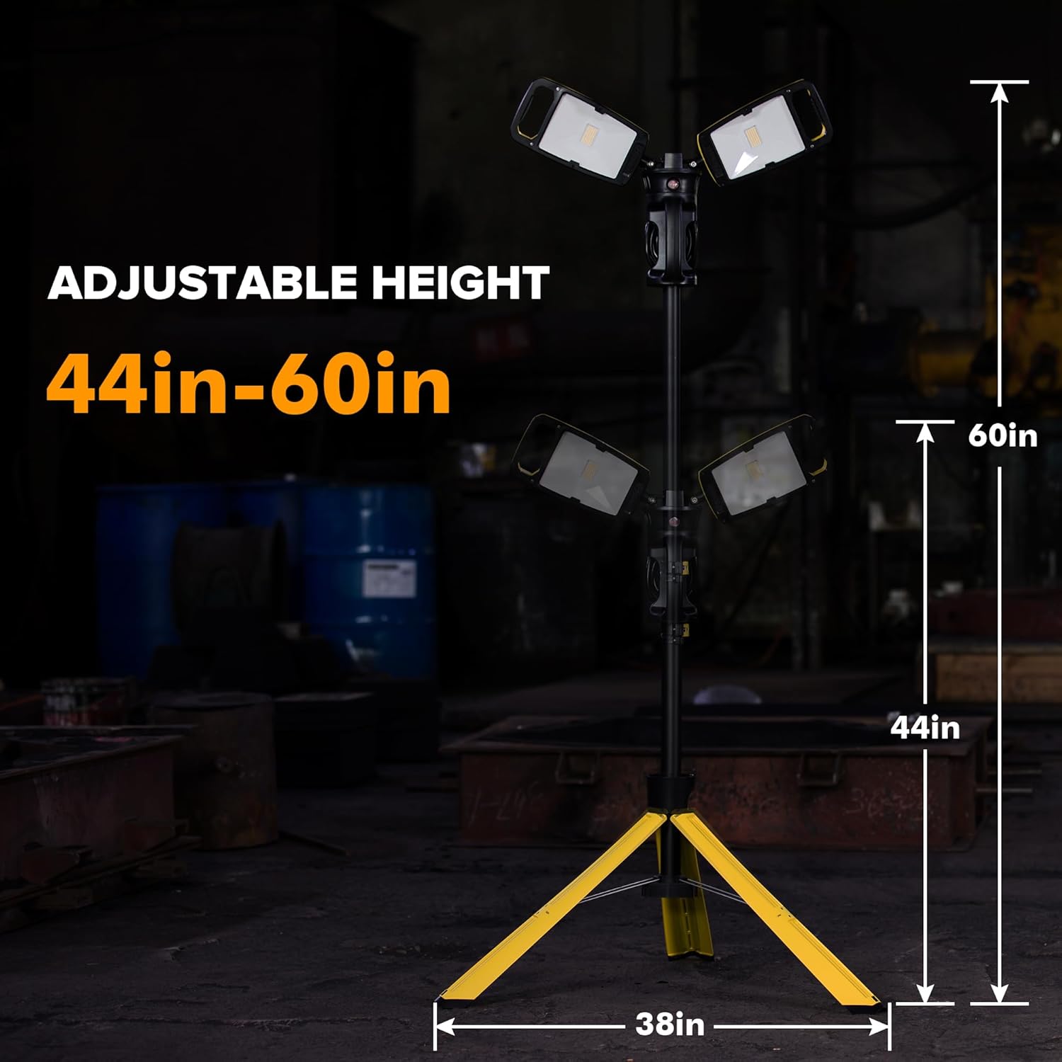 LUTEC Work Light with Stand, 12000 Lumen Dual-Head LED Work Light with Telescoping Tripod, Portable Corded LED Job Site Lighting 5000K 100W Indoor Outdoor Lighting - Image 6