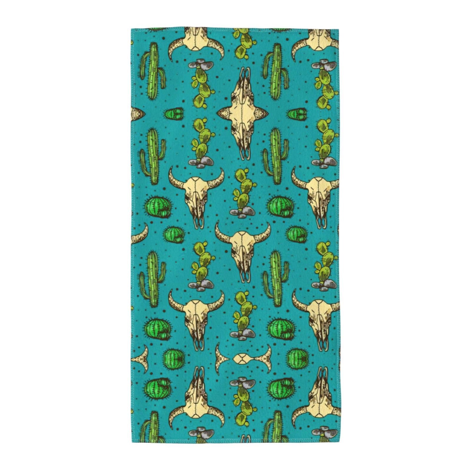 SDEGTHO Cute Cactus And Skull Of Bull Soft Absorbent Long Towel For Gym Sports Picnic Leisure Use