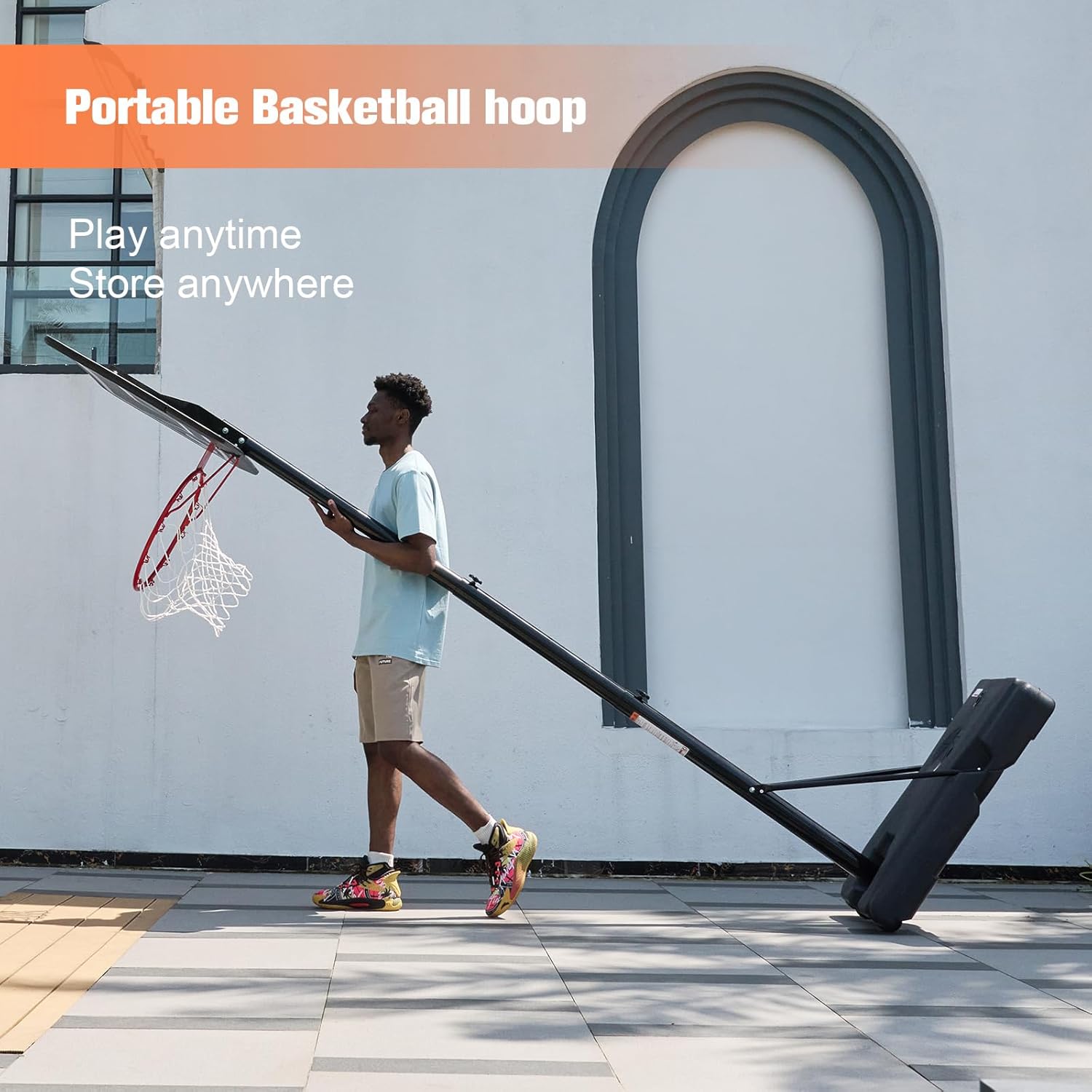 Skytime Basketball Hoop,Height Adjustable Basketball Goal System with 44 inch Backboard,Portable Pool Basketball Hoop Outdoor/Indoor for Children/Adults
