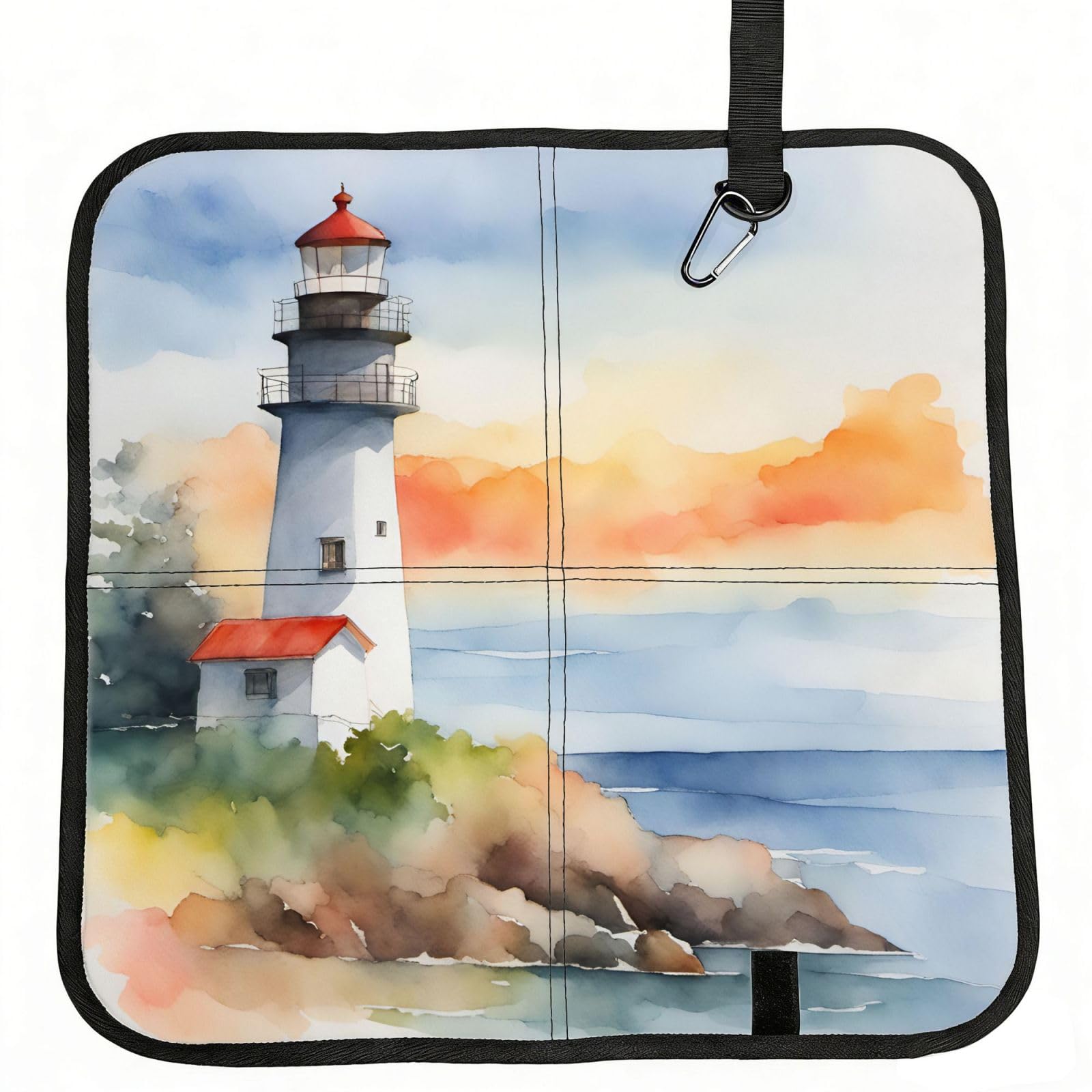 DIEzig Lighthouse Printed Compact Foldable Sitting Pad Oxford Base, Portable Cushion for Fishing Sports Events