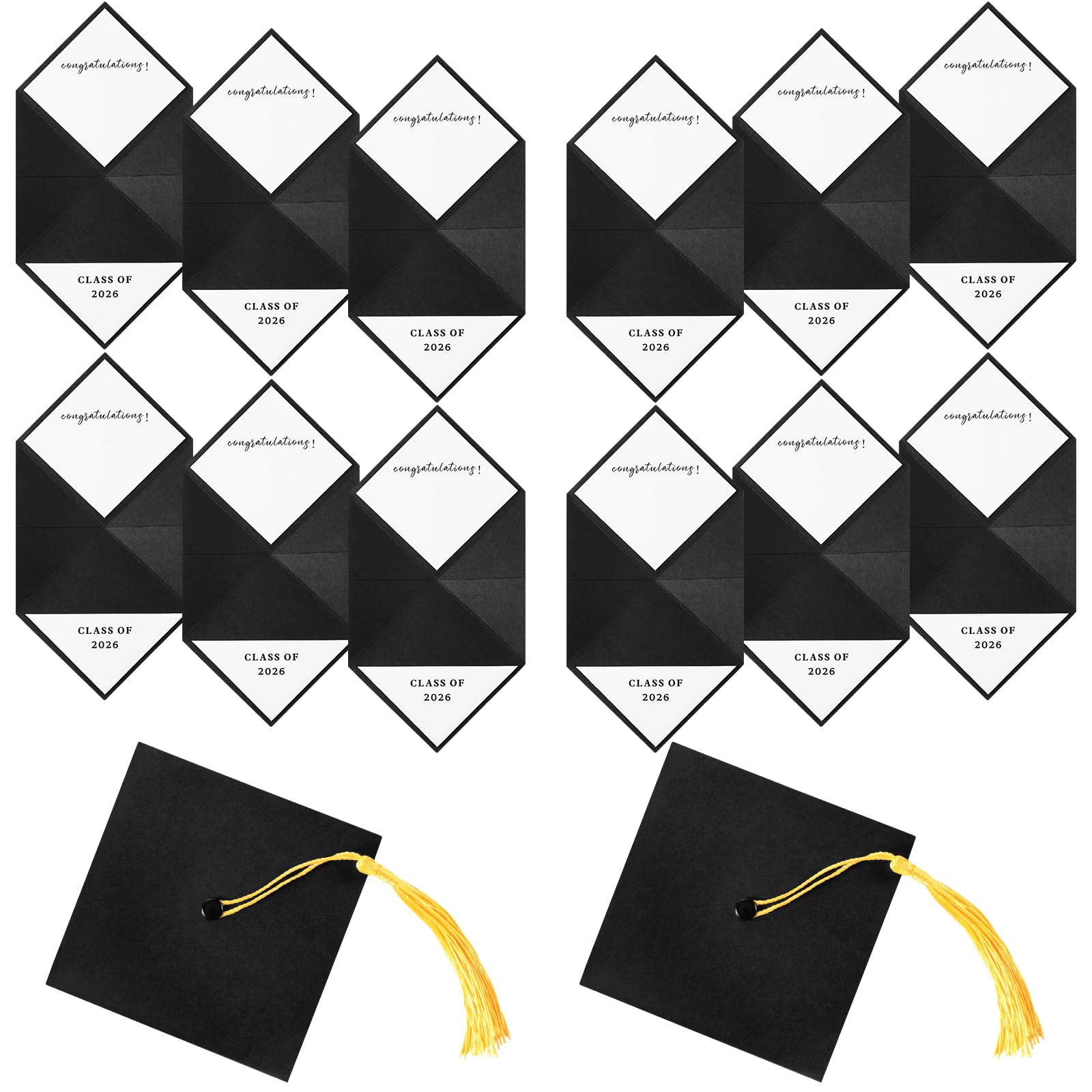 Janlaugh 10 Pcs 2024 Graduation Cap Money Holders with Gold Tassel Gift Grad Hat Card Holders Black College Grad Money Holder Box Grad Gift Give Money Clip for Graduation School Party Supplies-image-22
