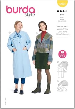 Burda Style X05860BURDA Misses Double-Breasted Jacket and Coat Sewing Pattern Packet, Design Code B5860, Sizes 8-18 34-44