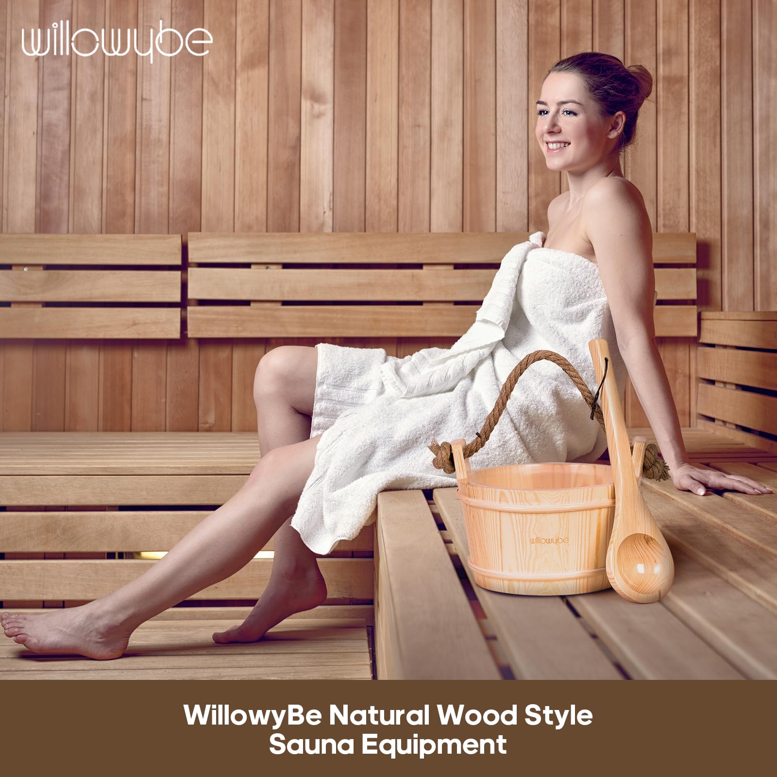 WILLOWYBE Seau et louche en Bois Faits à la Main pour la Relaxation du Corps et la Transpiration – Accessoires de Sauna Parfaits pour la Maison – Idéal pour Les Amis et la Famille