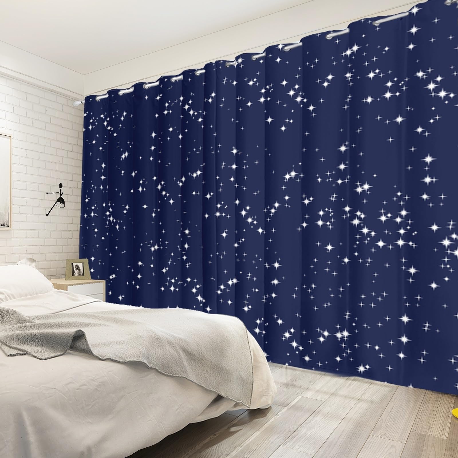 135x245cm Cortina con Ojales para Dormitorio Infantil Estrella Brillante Cielo Azul Lámina de Arte Abstracto Separadores de ambientes Cortinas para Ventanas Sala de Estar,2 Panels