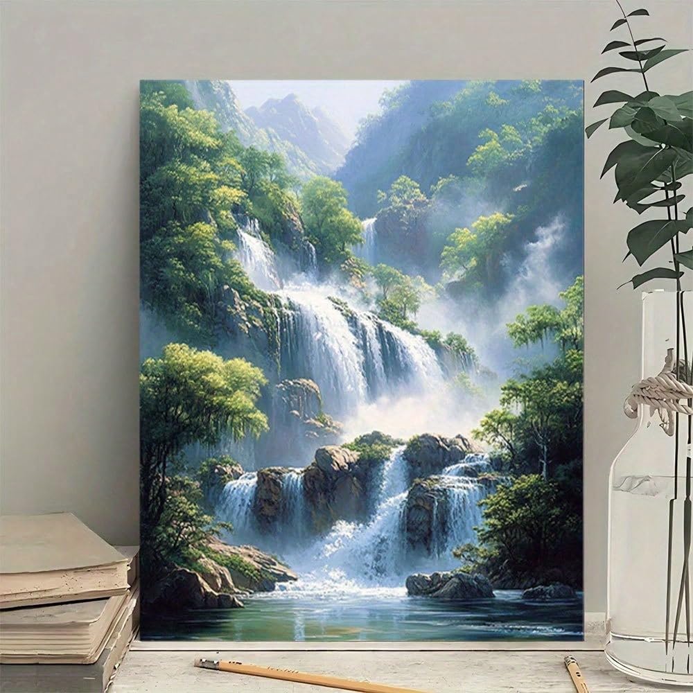 1 lienzo decorativo para pared, estampado con temática de cascada majestuosa, para decoración de sala de estar, dormitorio, oficina y baño (60x90cm/sin marco).